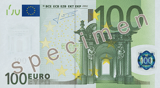100 евро – лице